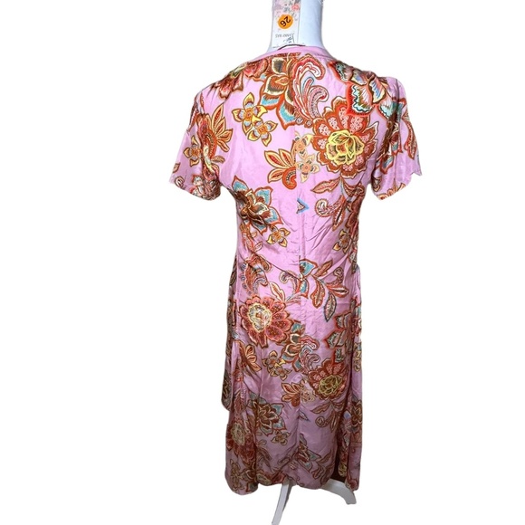 NWT Johnny Was Dress, Size XS Pink Multi Floral Handkerchief Silk, Cotton Slip - Picture 3 of 4